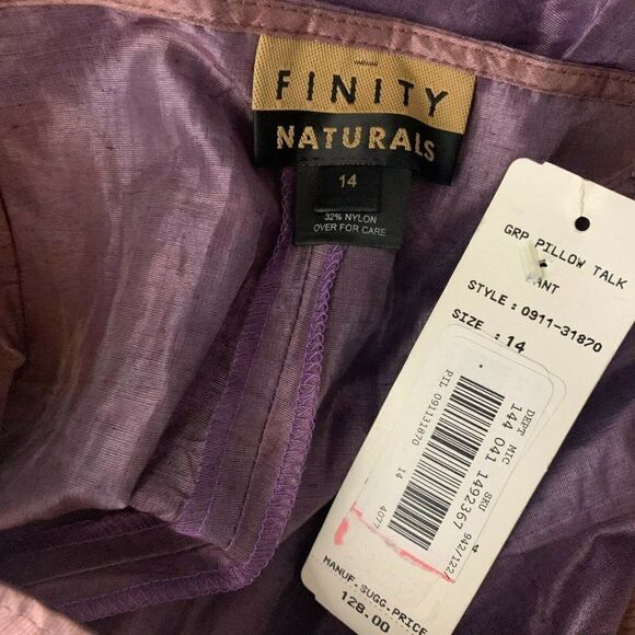Vintage Linen Blend Flat Front Dress Pants 14 Purple Straight Leg Ankle Crop Zip - Picture 5 of 5